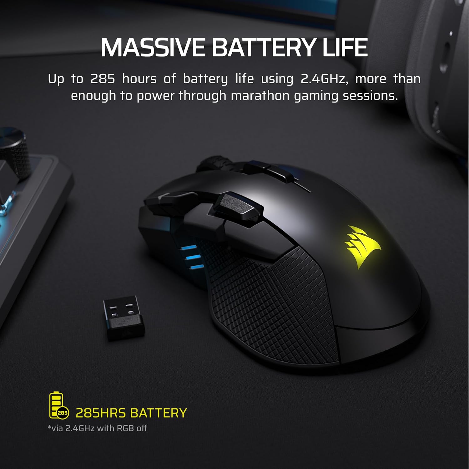CORSAIR IRONCLAW Wireless SE Gaming Mouse – 26,000 DPI, Ergonomic Design for Larger Hands, 10 Programmable Buttons, for MOBA, FPS, MMO – Black